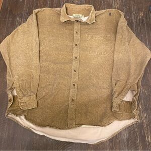 Cabelas Shirt Mens 2XL Tall Brown Deerskin Soft Chamois Flannel Button Up